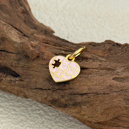 Puzzle You complete my heart Charm Sterling Silver for Pandora Bracelet- Golden Plating