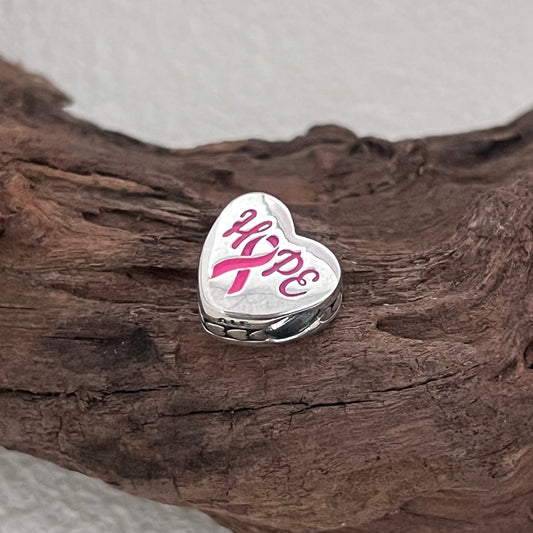 Hope Pink Ribbon Exclusive Heart Bead Charm for Pandora Bracelet