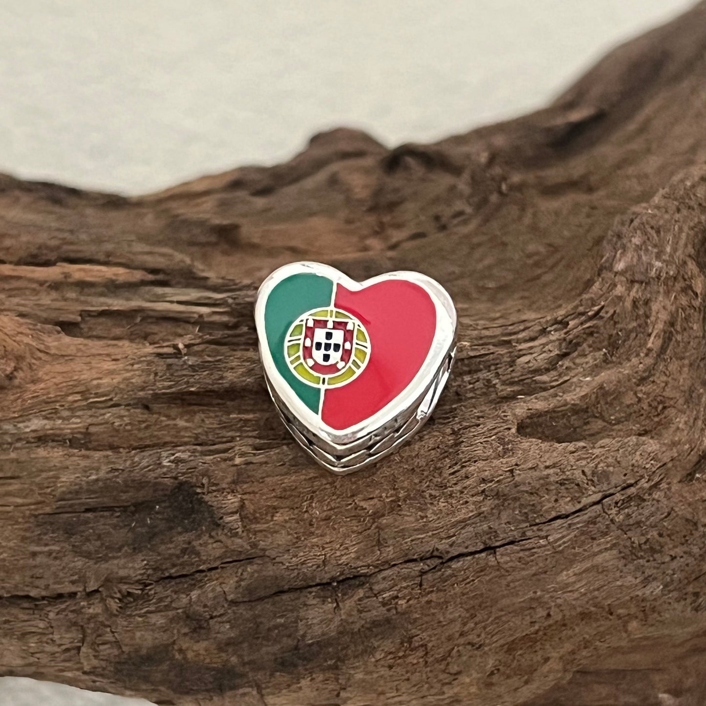 Portugal Flag I Love Portugal Exclusive Heart Bead Charm for Pandora Bracelet