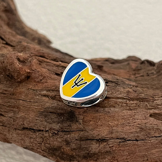 Barbados Flag Exclusive Heart Bead Charm for Pandora Bracelet