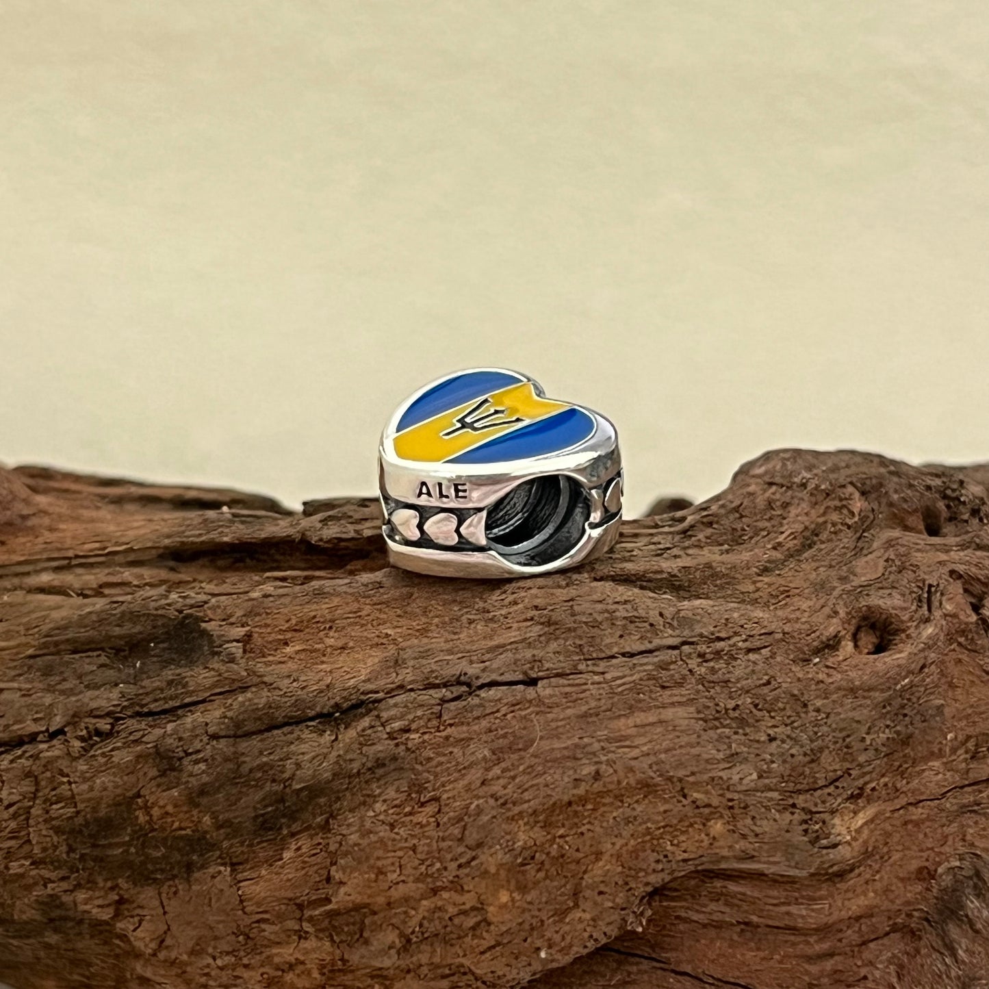 Barbados Flag Exclusive Heart Bead Charm for Pandora Bracelet