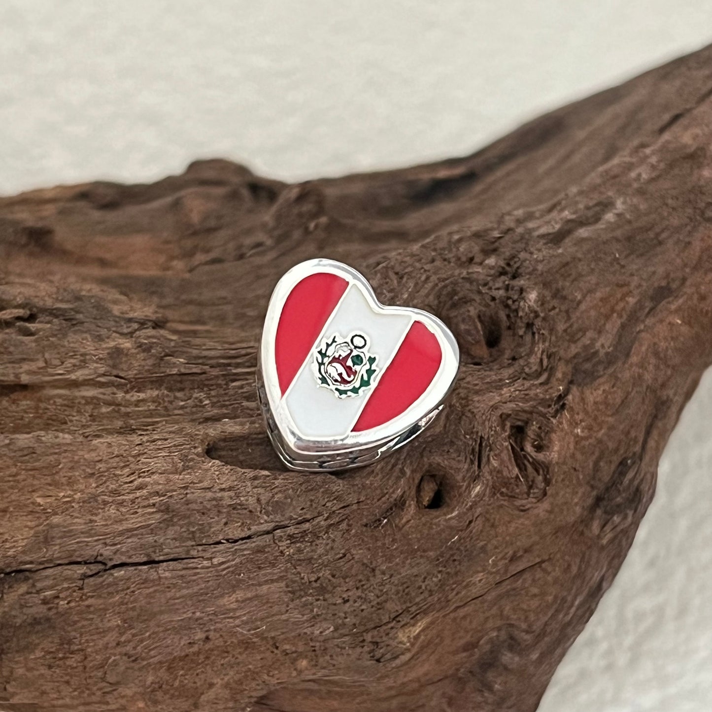 Peru Flag Exclusive Heart Bead Charm for Pandora Bracelet