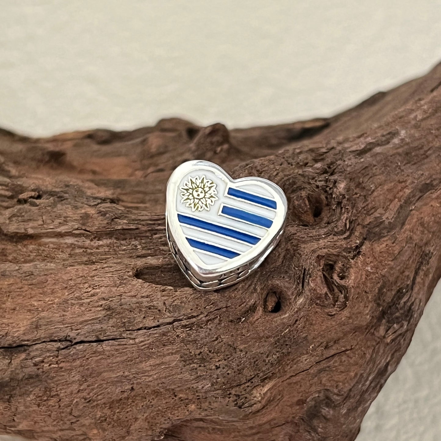 Uruguay Flag Exclusive Heart Bead Charm for Pandora Bracelet