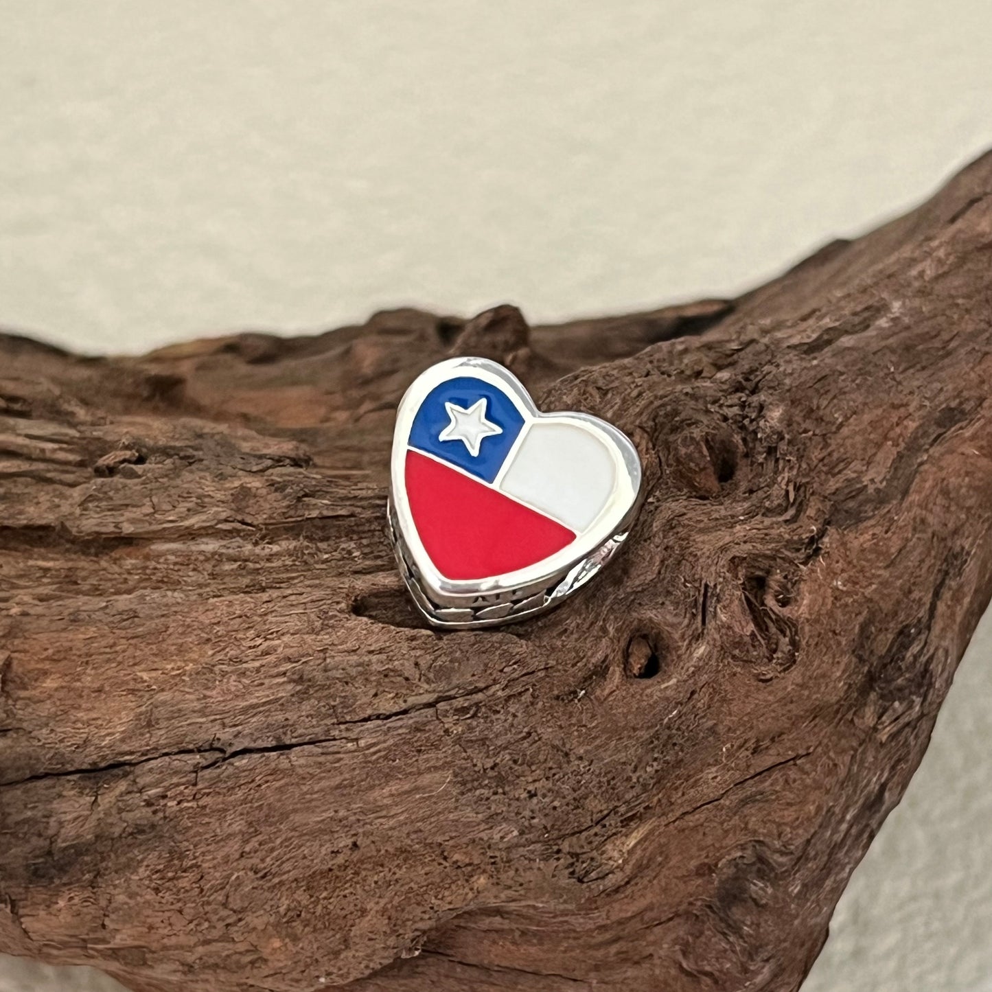 Chile Flag Exclusive Heart Bead Charm for Pandora Bracelet