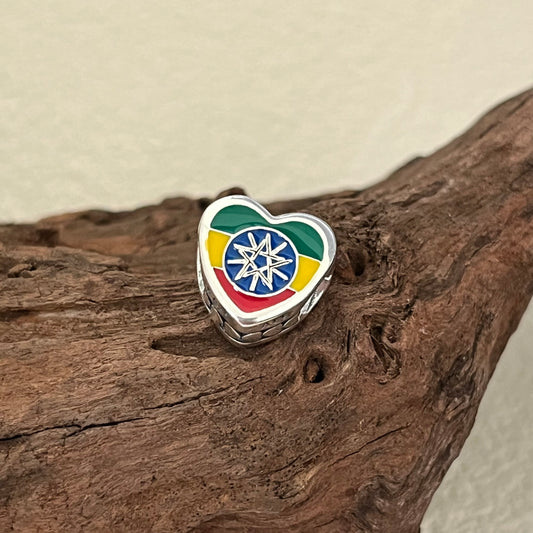 Ethiopia Flag Exclusive Heart Bead Charm for Pandora Bracelet