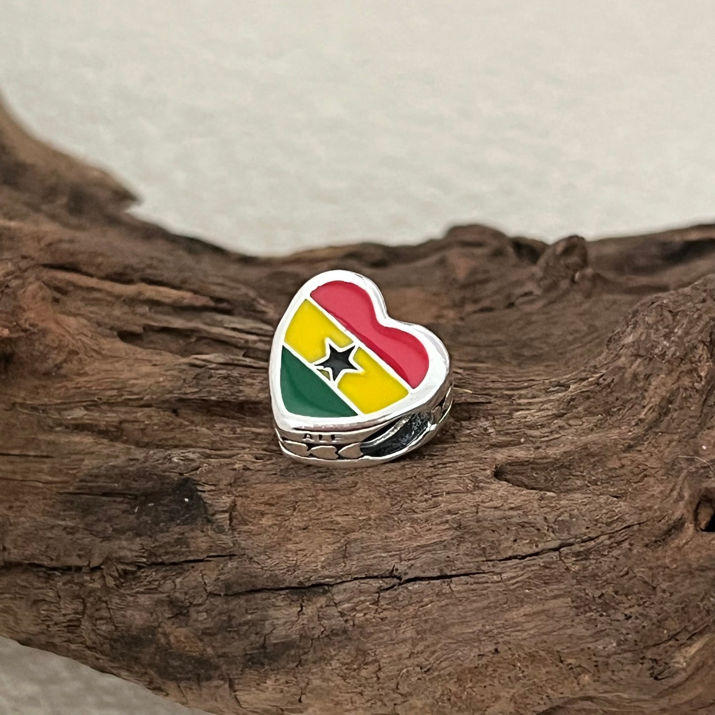 Ghana Flag Exclusive Heart Bead Charm for Pandora Bracelet