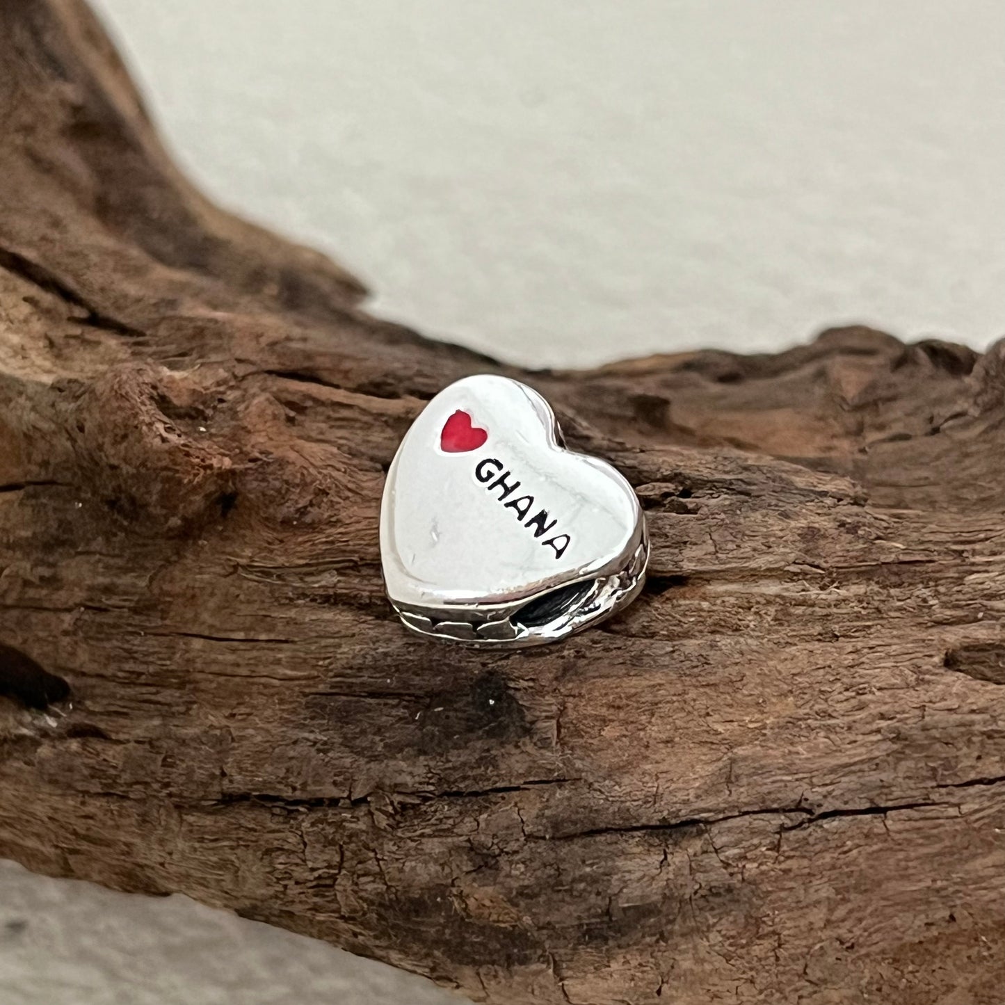 Ghana Flag Exclusive Heart Bead Charm for Pandora Bracelet