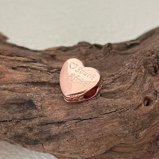 South Africa Exclusive Heart Bead Charm for Pandora Bracelet Rose gold-plated