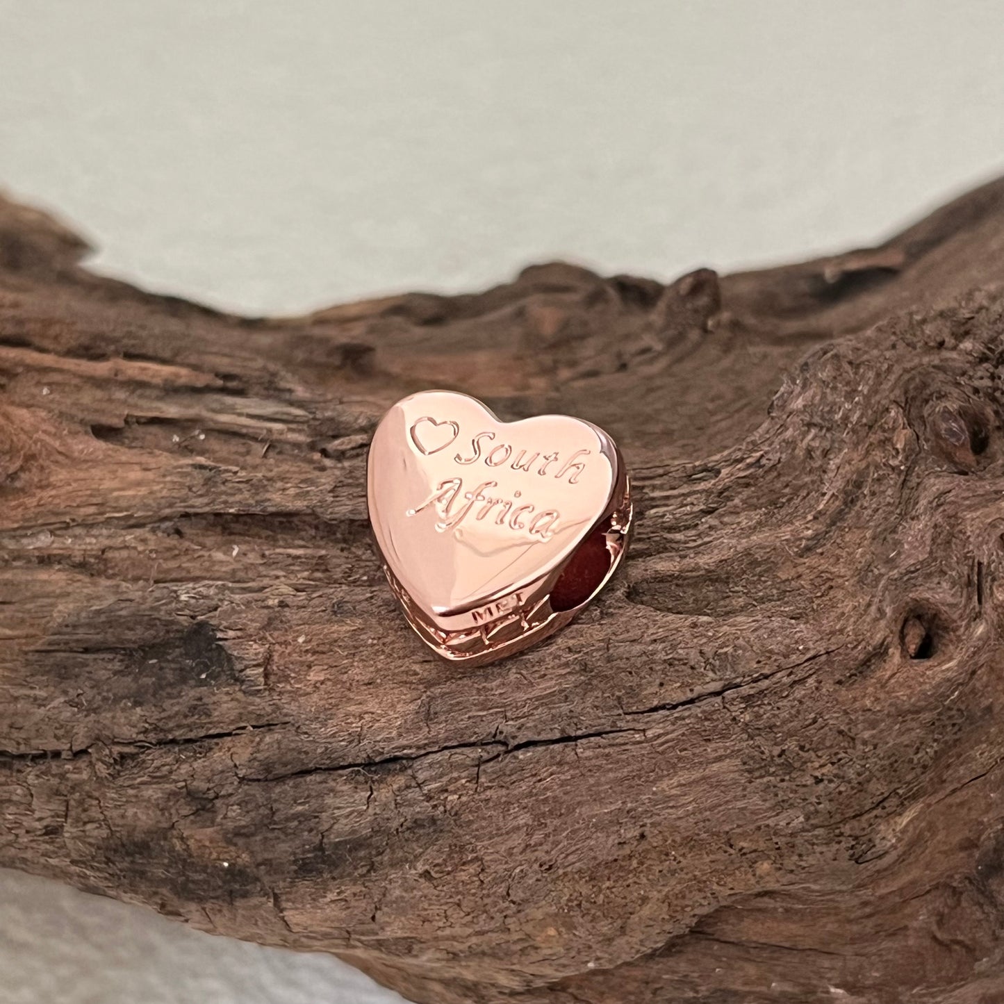 South Africa Exclusive Heart Bead Charm for Pandora Bracelet Rose gold-plated