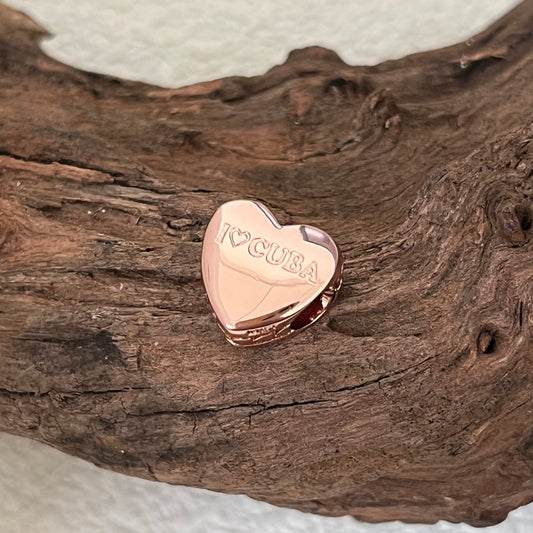 Cuba Exclusive Heart Bead Charm for Pandora Bracelet Rose gold-plated