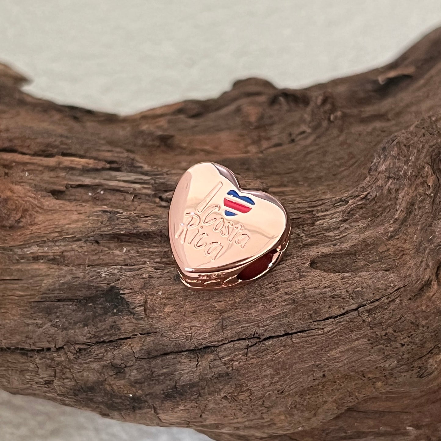 Costa Rica Exclusive Heart Bead Charm for Pandora Bracelet Rose gold-plated