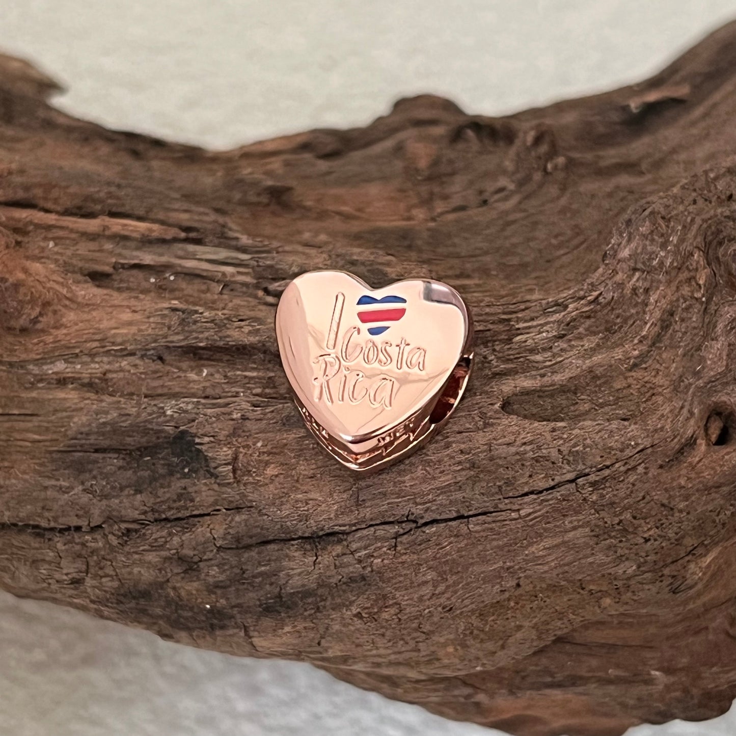 Costa Rica Exclusive Heart Bead Charm for Pandora Bracelet Rose gold-plated