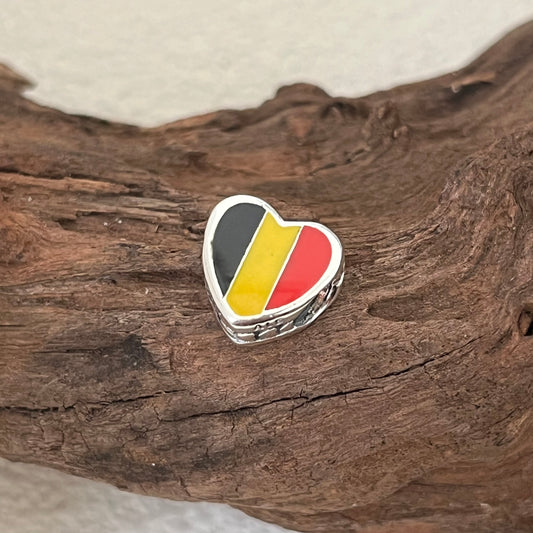 Belgium Flag Exclusive Heart Bead Charm for Pandora Bracelet