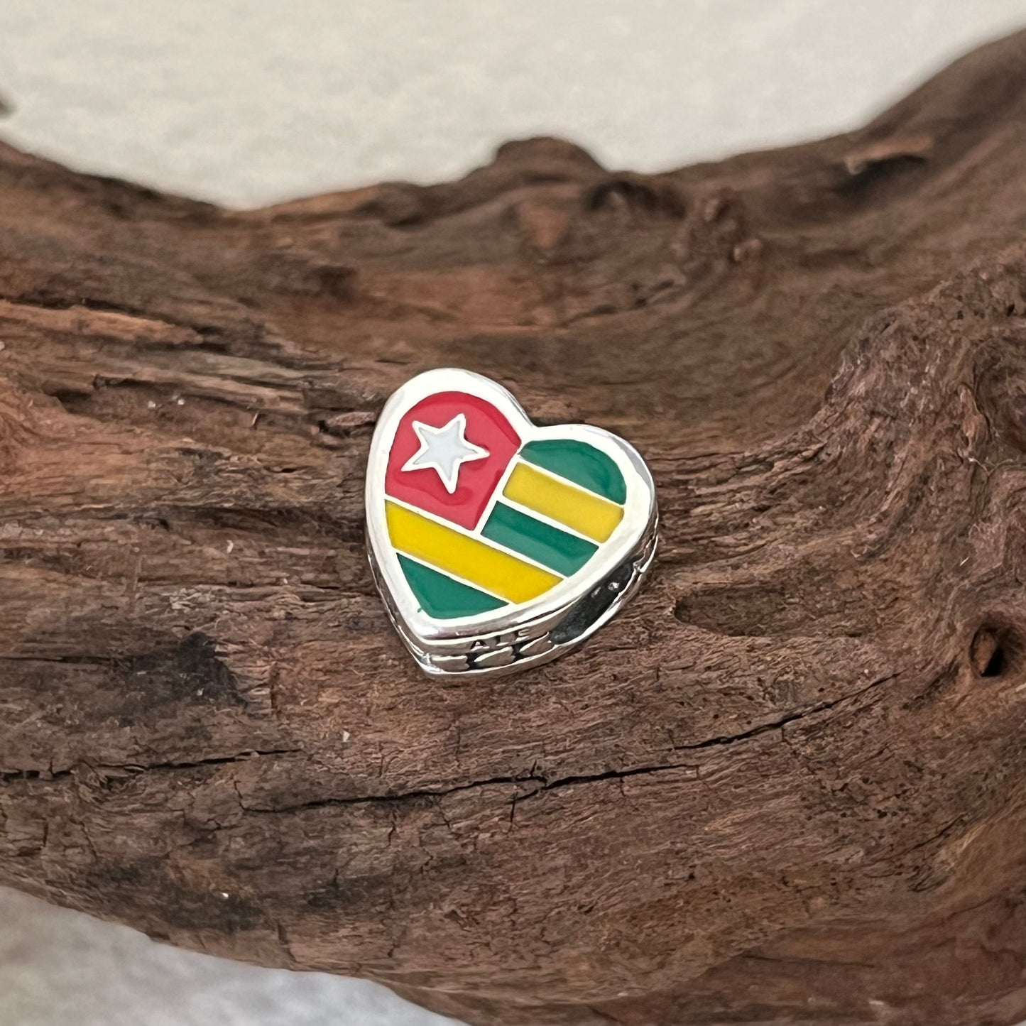 TOGO Flag Exclusive Heart Bead Charm for Pandora Bracelet