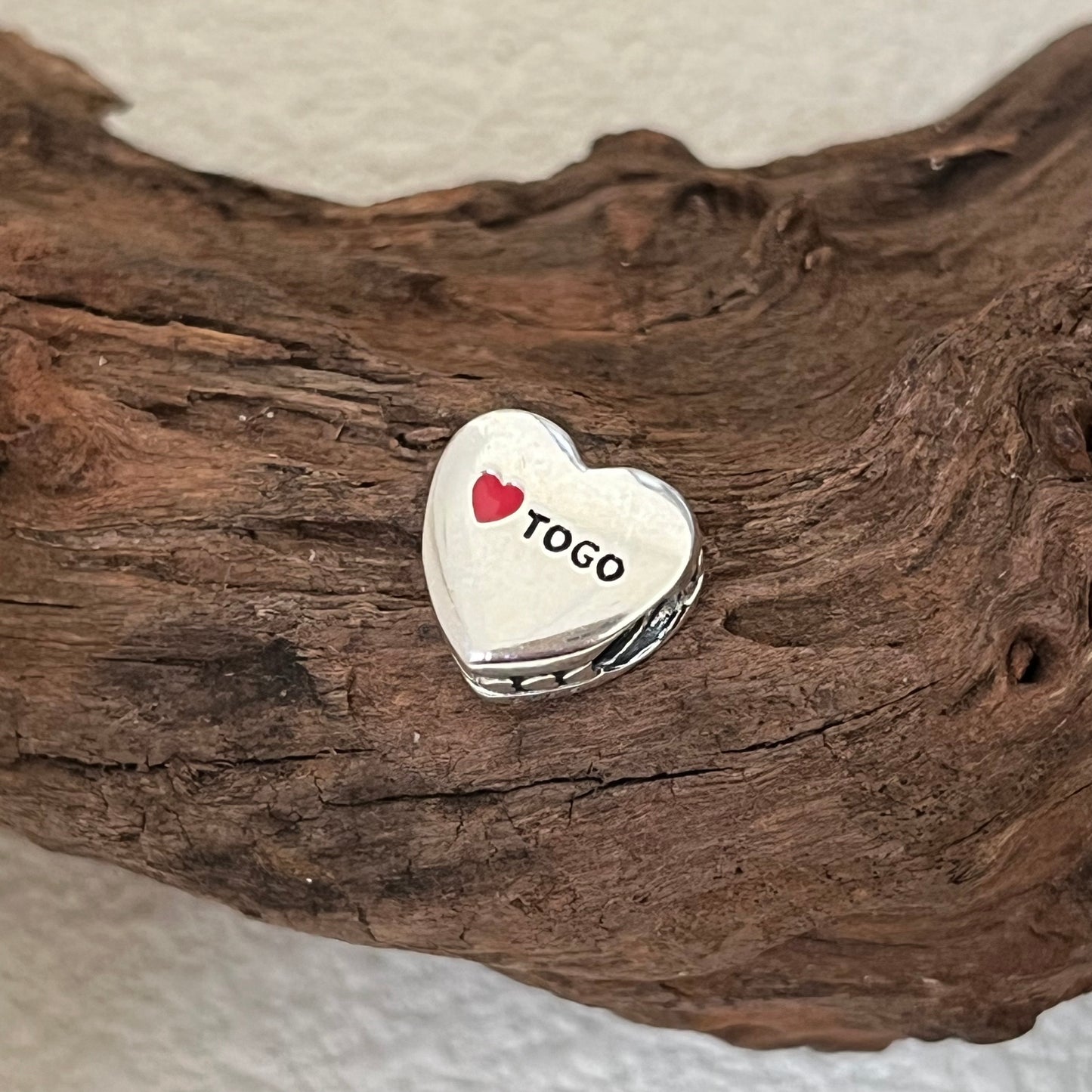 TOGO Flag Exclusive Heart Bead Charm for Pandora Bracelet