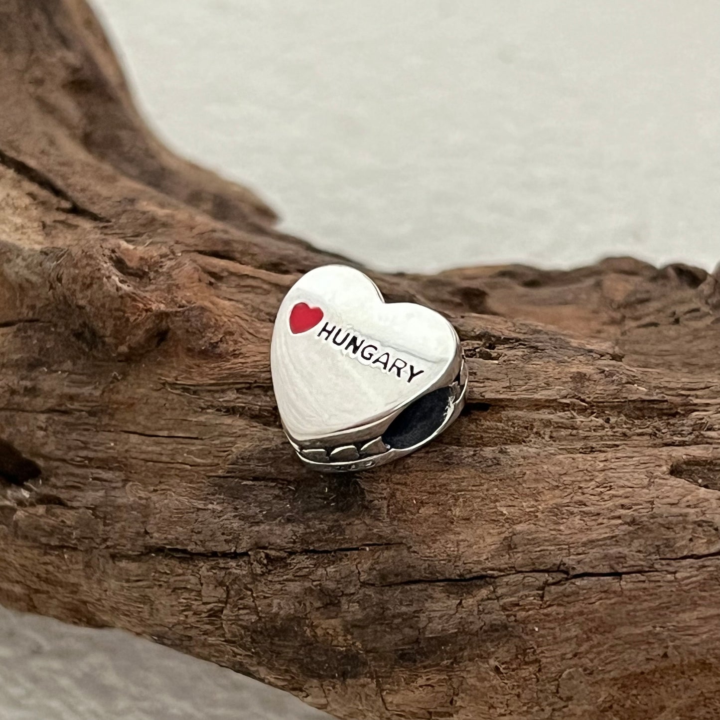 Hungary Flag Exclusive Heart Bead Charm for Pandora Bracelet