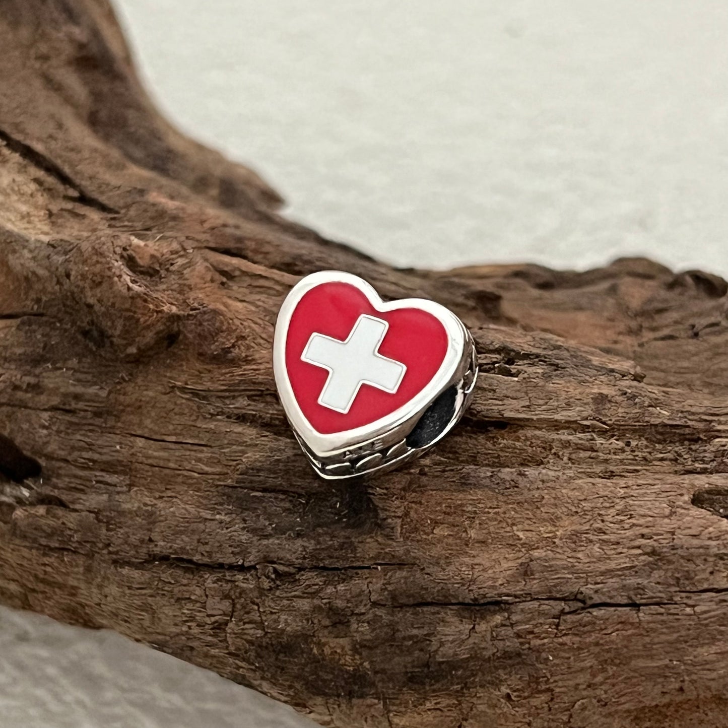 Switzerland Flag Exclusive Heart Bead Charm for Pandora Bracelet