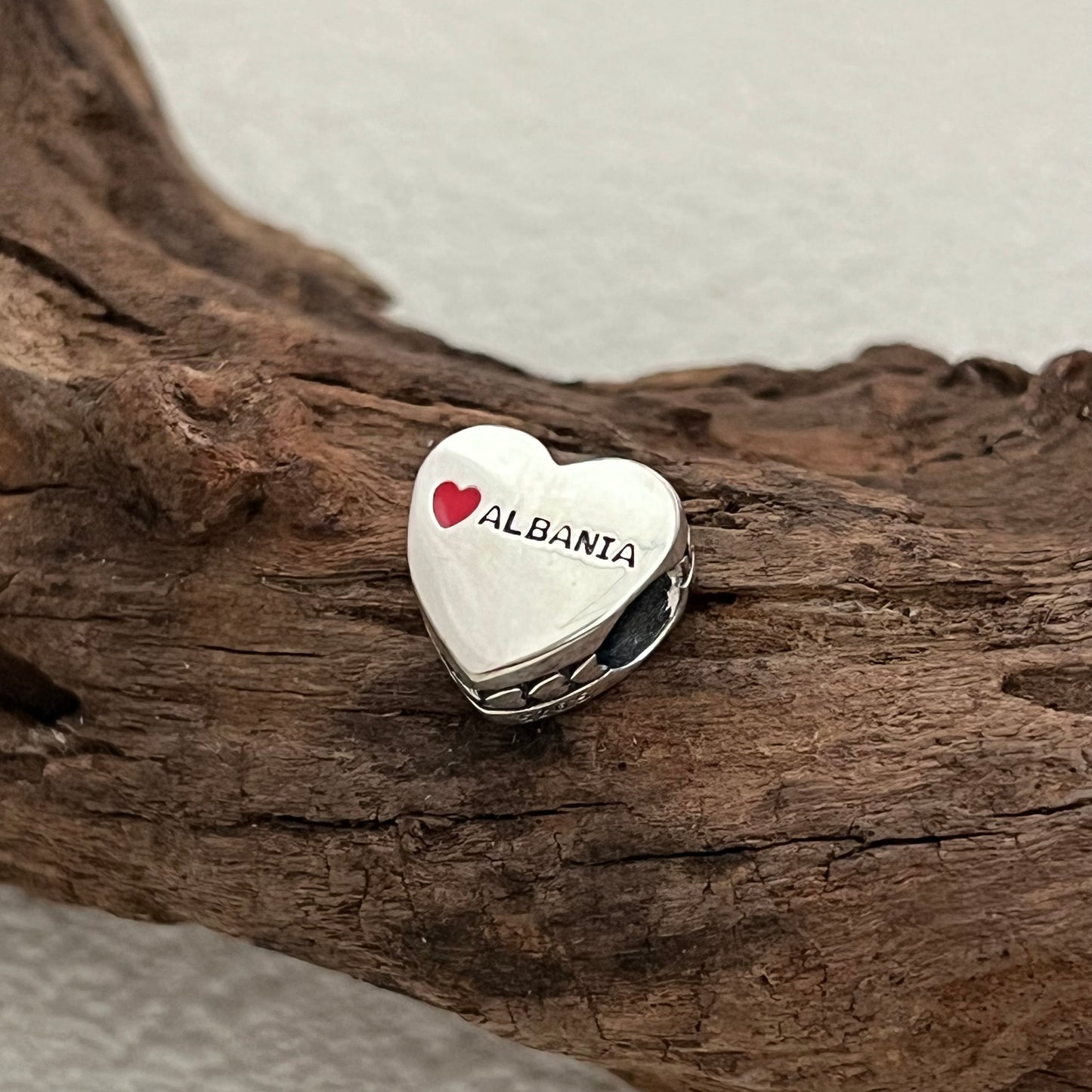 Albania Flag Exclusive Heart Bead Charm for Pandora Bracelet