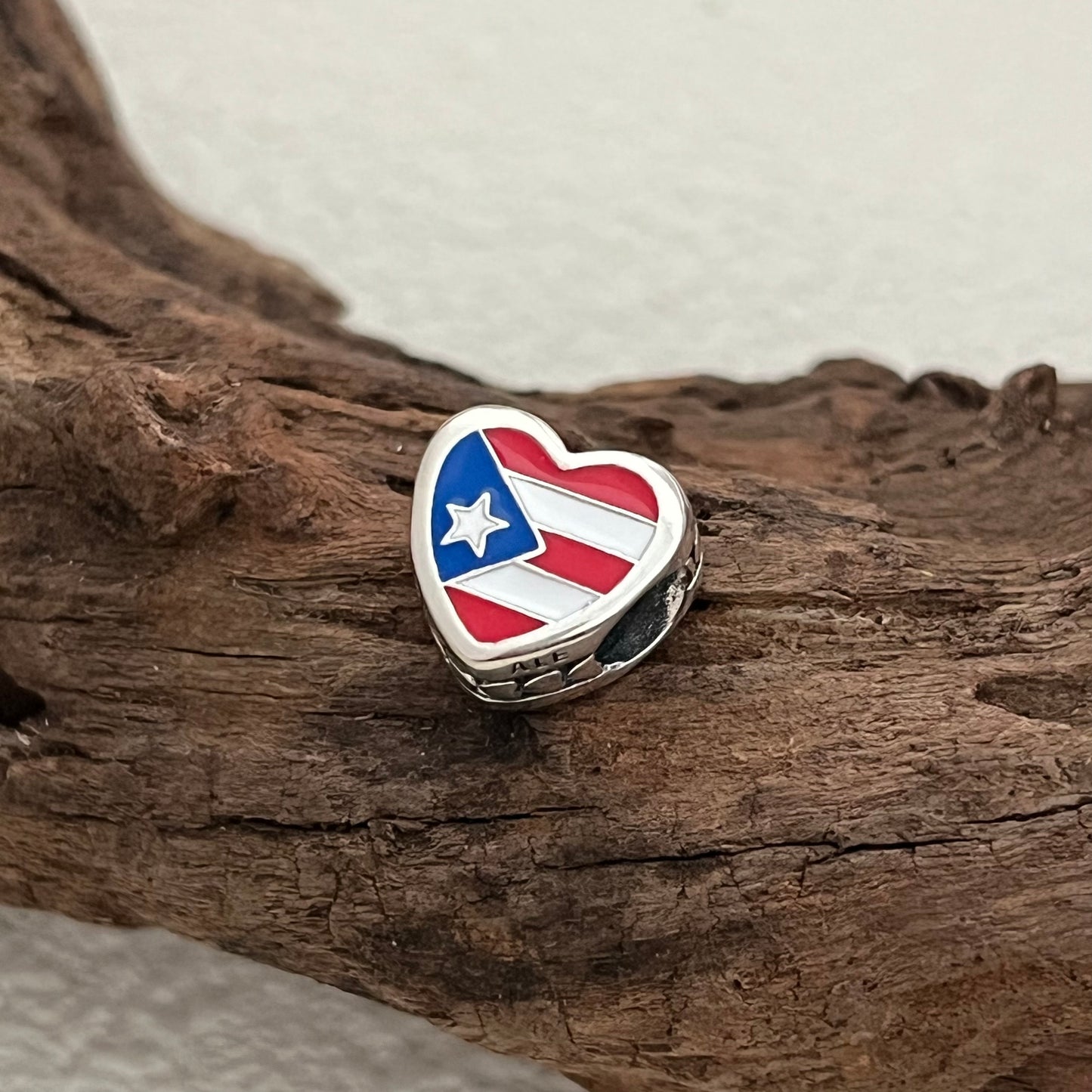 Puerto Rico Flag Exclusive Heart Bead Charm for Pandora Bracelet