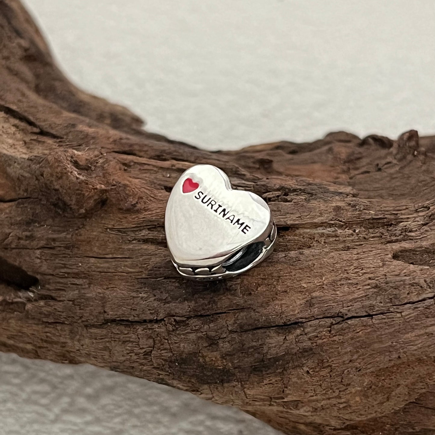 Suriname Flag Exclusive Heart Bead Charm for Pandora Bracelet