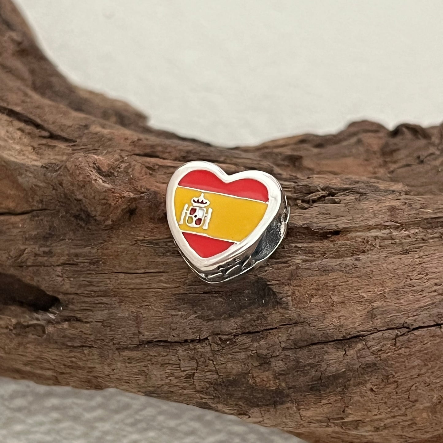 Spain Flag Exclusive Heart Bead Charm for Pandora Bracelet