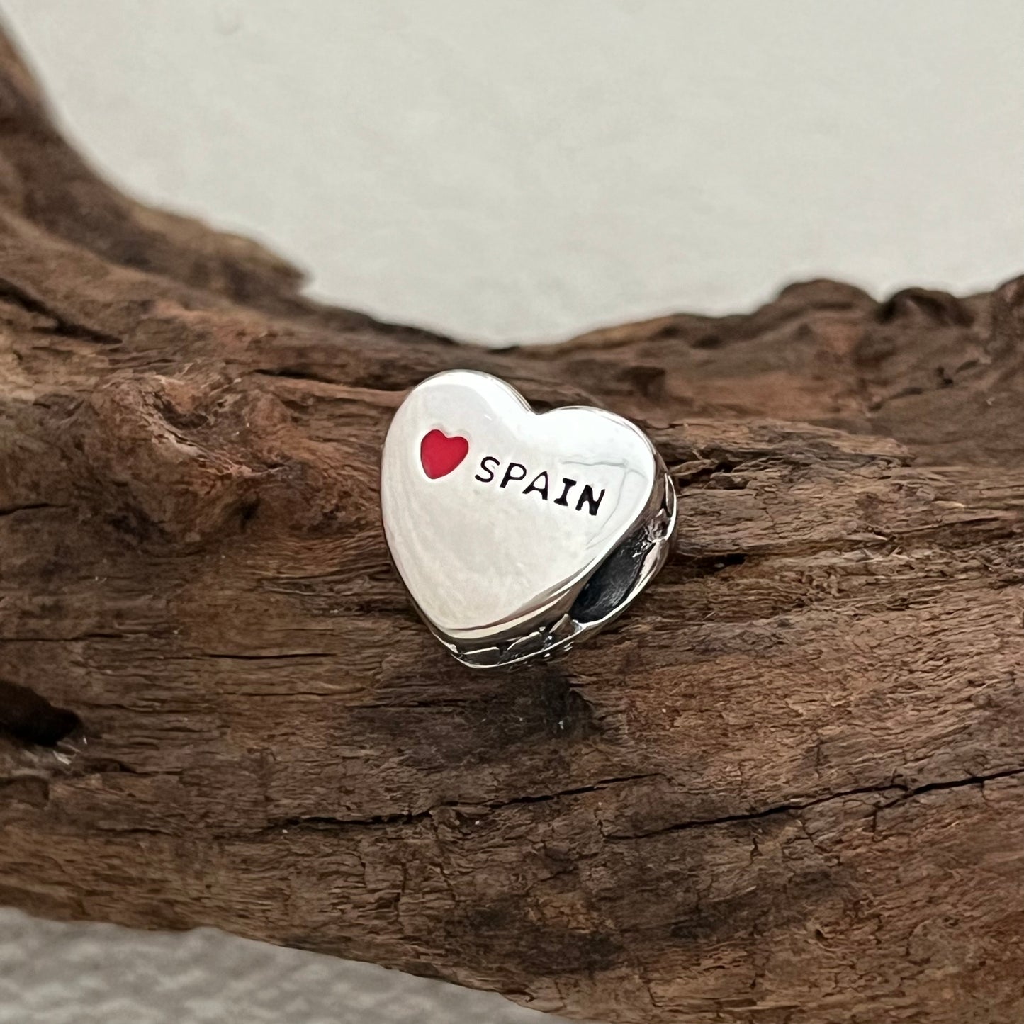 Spain Flag Exclusive Heart Bead Charm for Pandora Bracelet