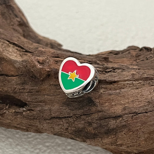 Burkina Faso Flag Exclusive Heart Bead Charm for Pandora Bracelet