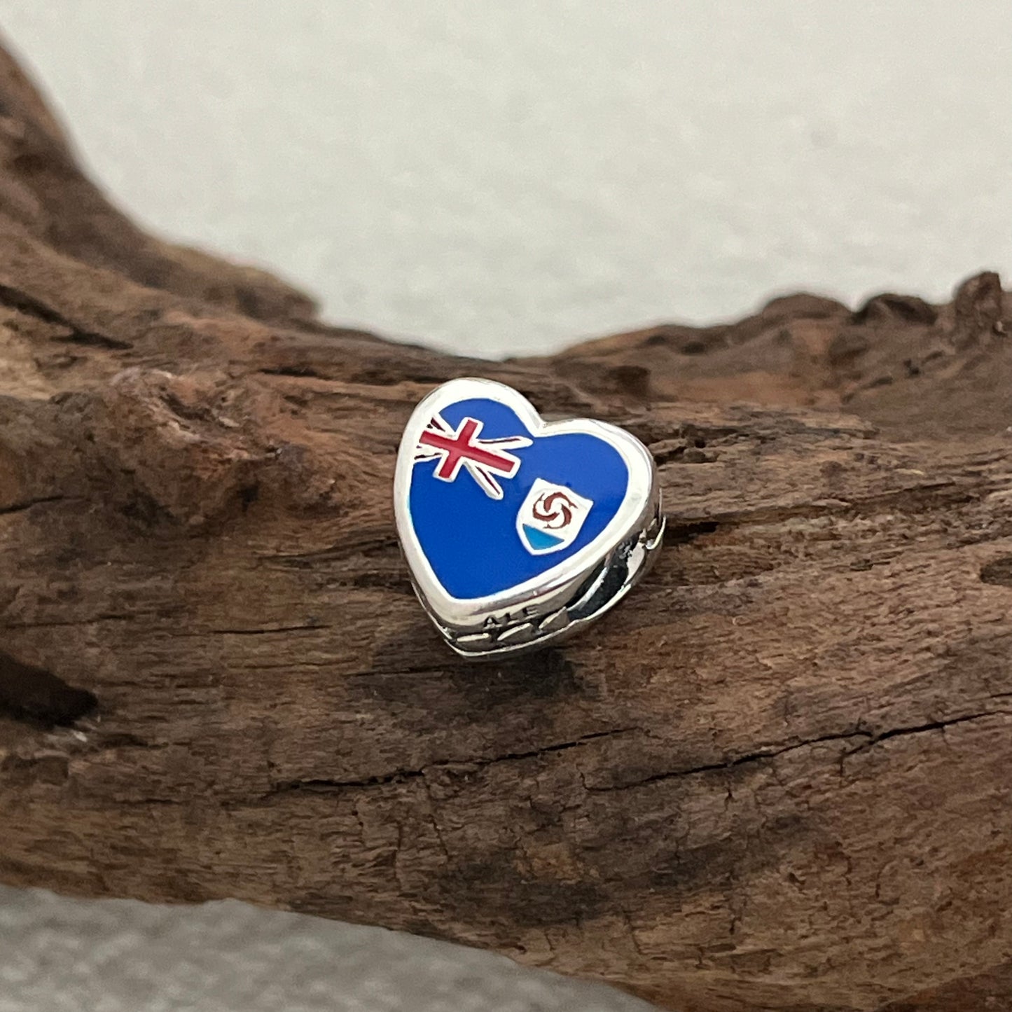 Anguilla Flag Exclusive Heart Bead Charm for Pandora Bracelet
