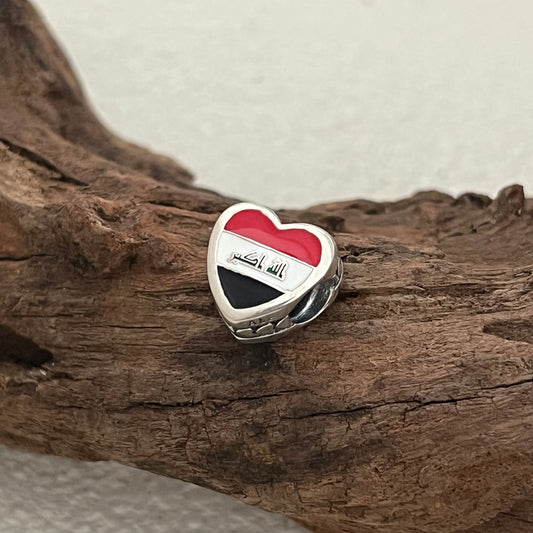 Iraq Flag Exclusive Heart Bead Charm for Pandora Bracelet