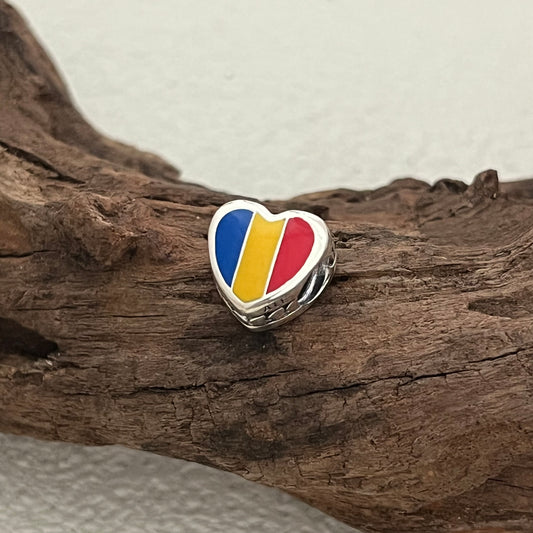 Romania Flag Exclusive Heart Bead Charm for Pandora Bracelet