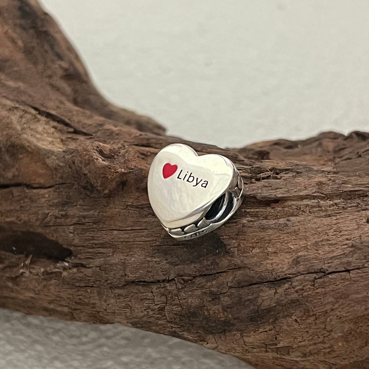 Libya Flag Exclusive Heart Bead Charm for Pandora Bracelet