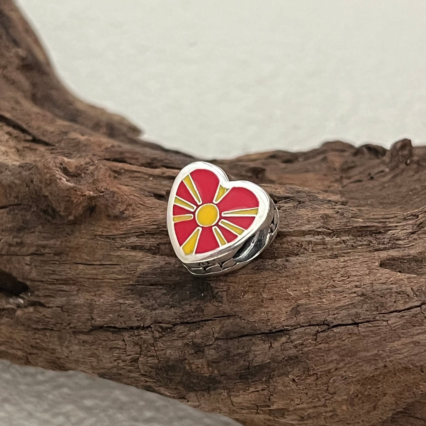 Macedonia Flag Exclusive Heart Bead Charm for Pandora Bracelet