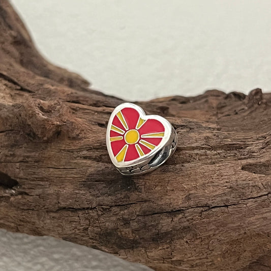 Macedonia Flag Exclusive Heart Bead Charm for Pandora Bracelet