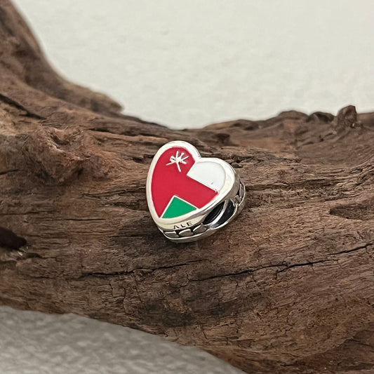 Oman Flag Exclusive Heart Bead Charm for Pandora Bracelet