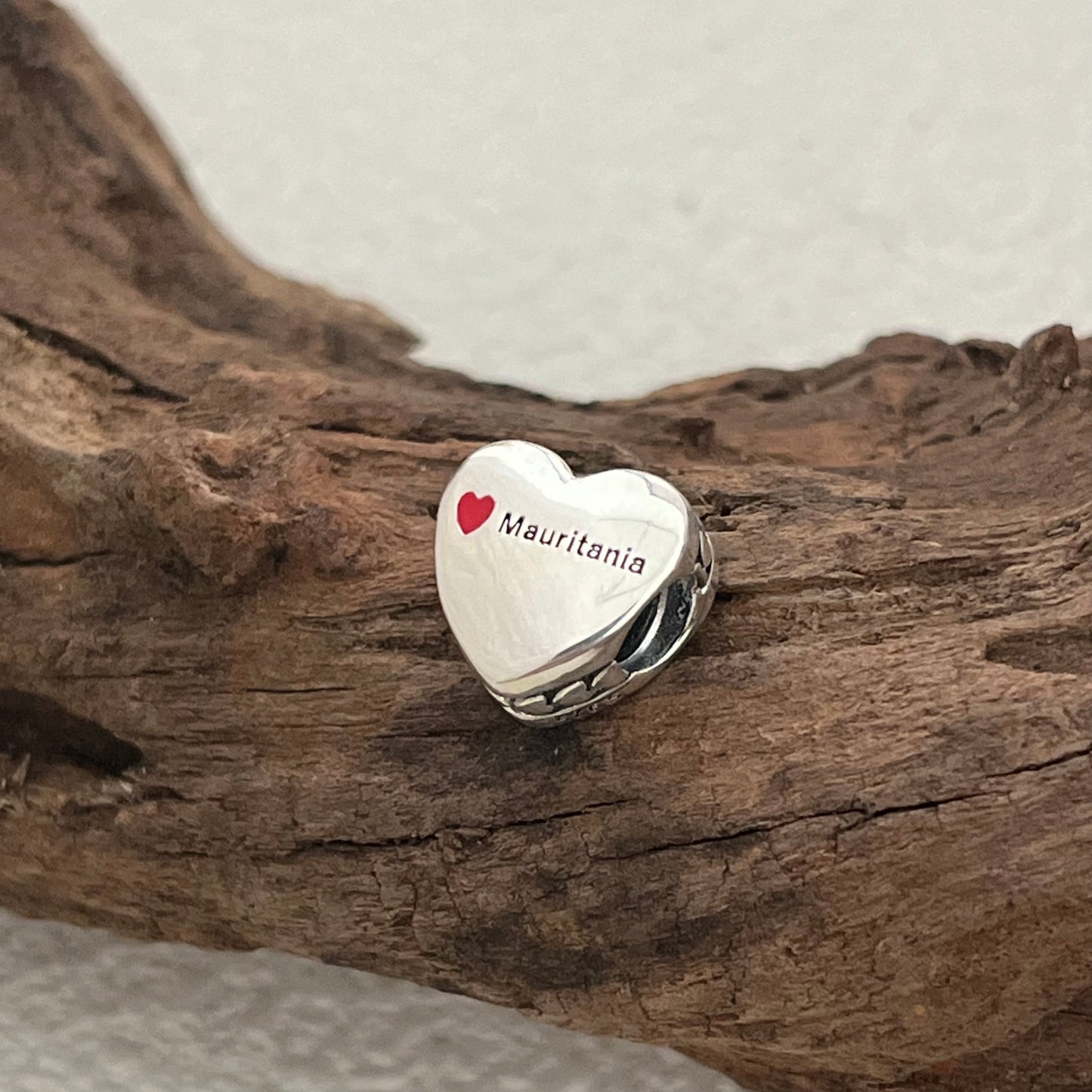 Mauritania Flag Exclusive Heart Bead Charm for Pandora Bracelet