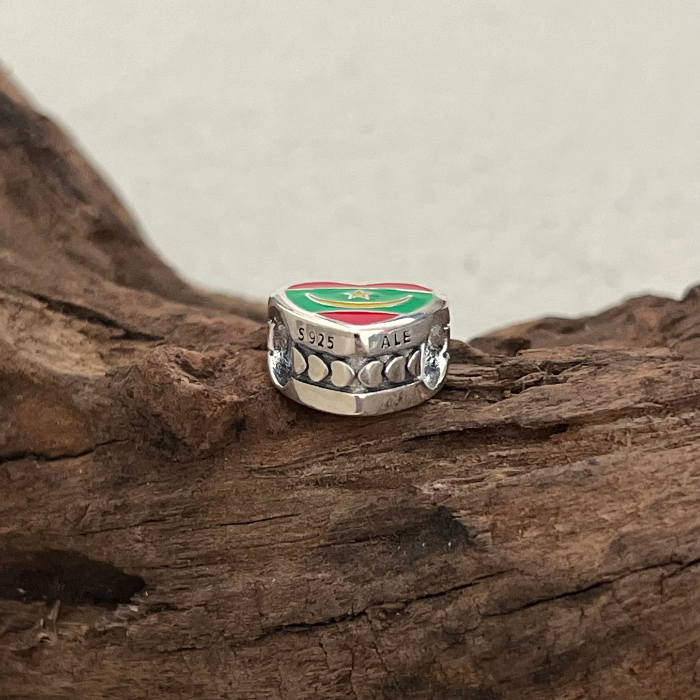 Mauritania Flag Exclusive Heart Bead Charm for Pandora Bracelet