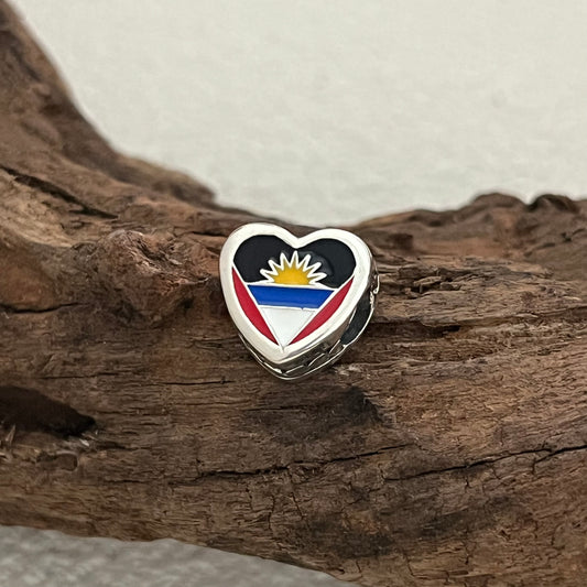 I LOVE Antigua and Barbuda Exclusive Heart Bead Charm for Pandora Bracelet