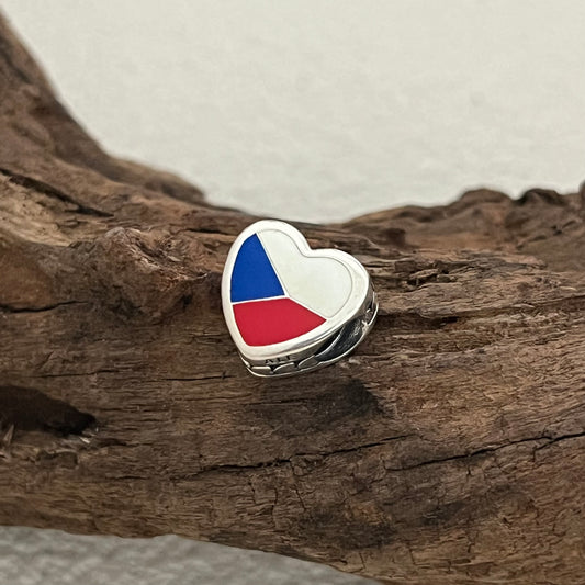 Czech Flag Exclusive Heart Bead Charm for Pandora Bracelet