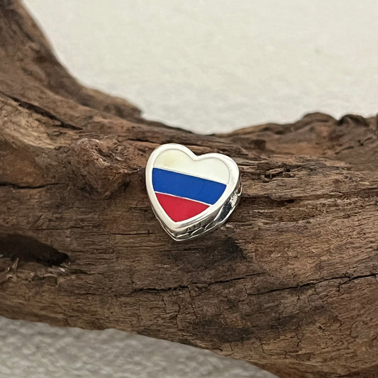 Russia Flag Exclusive Heart Bead Charm for Pandora Bracelet