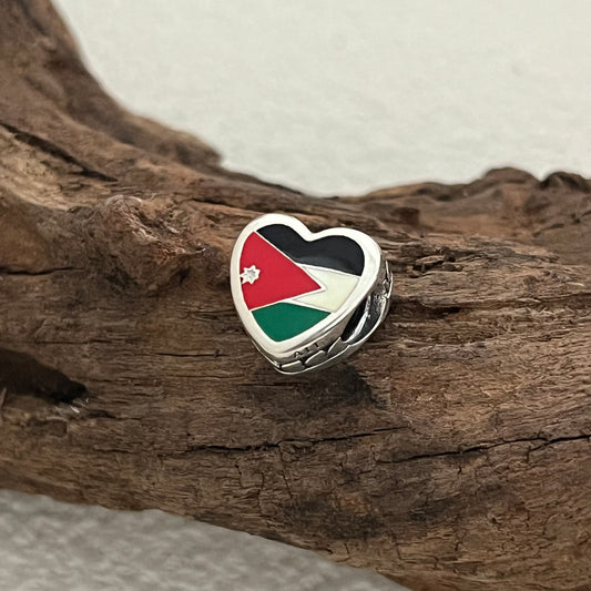 Jordan Flag Exclusive Heart Bead Charm for Pandora Bracelet
