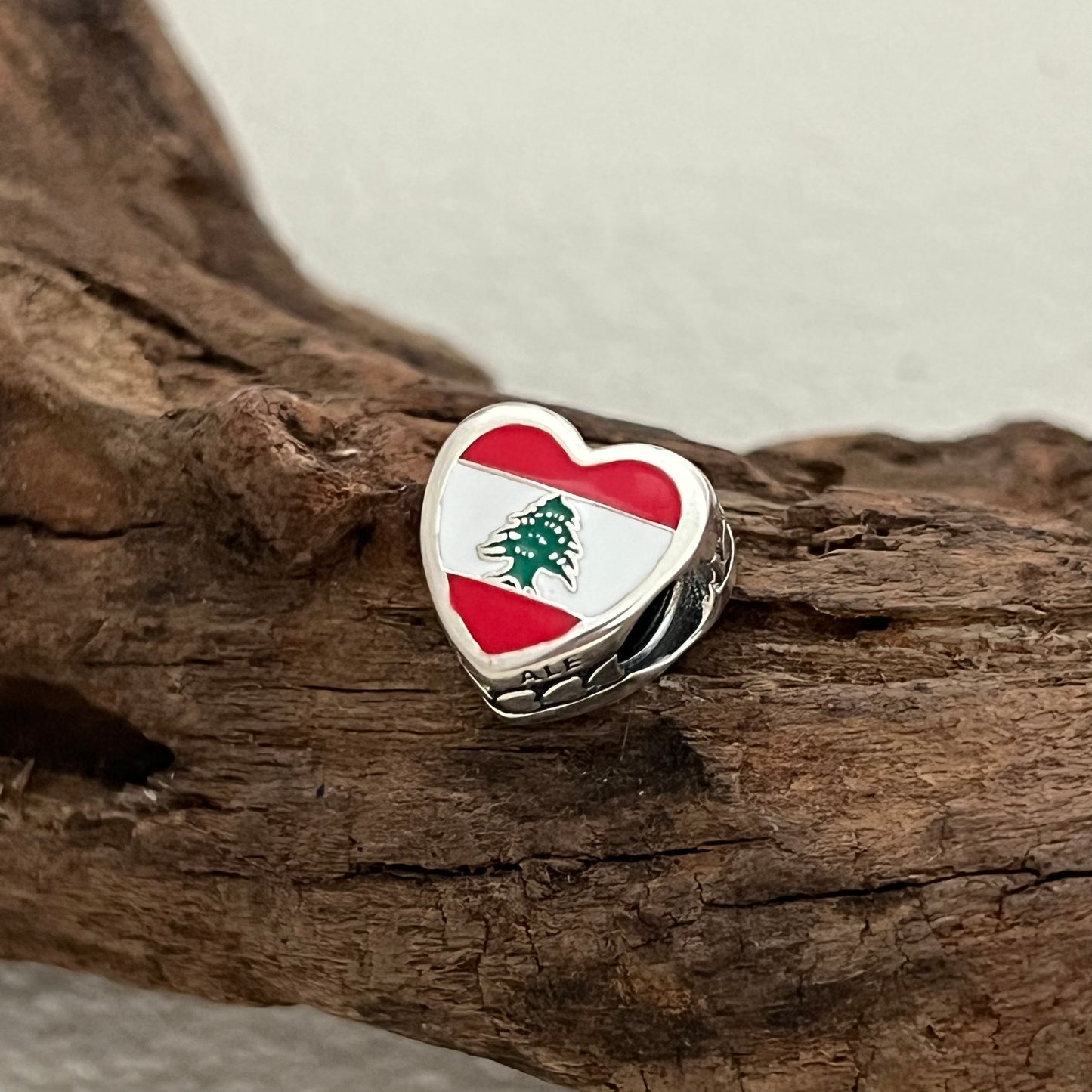 Lebanon Flag Exclusive Heart Bead Charm for Pandora Bracelet