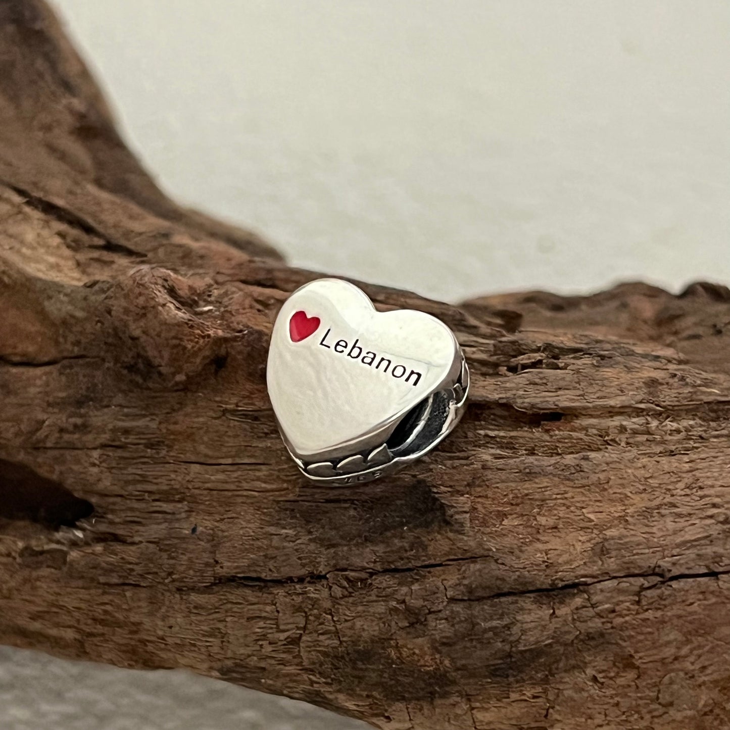 Lebanon Flag Exclusive Heart Bead Charm for Pandora Bracelet