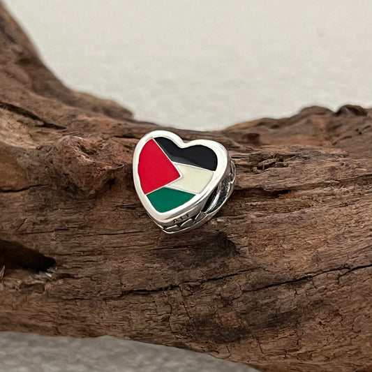 Palestine Flag Exclusive Heart Bead Charm for Pandora Bracelet