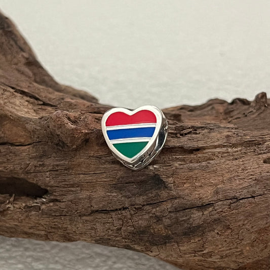 GAMBIA Flag Exclusive Heart Bead Charm for Pandora Bracelet