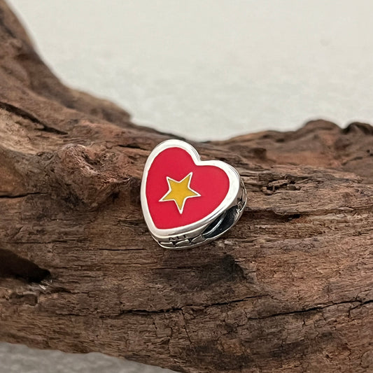Vietnam Flag Exclusive Heart Bead Charm for Pandora Bracelet