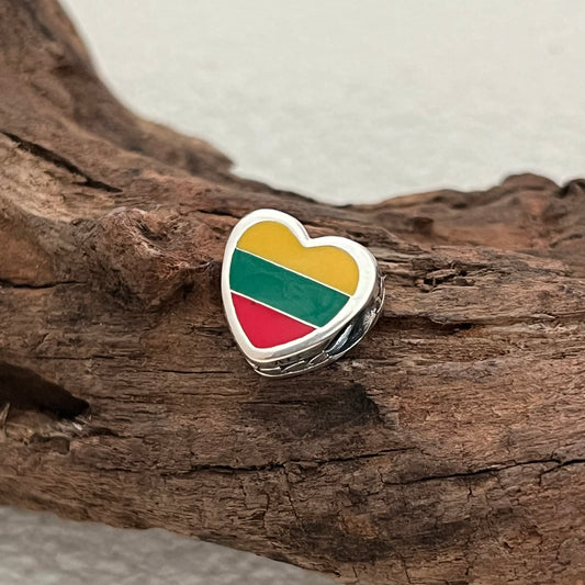 Lithuania Flag Exclusive Heart Bead Charm for Pandora Bracelet