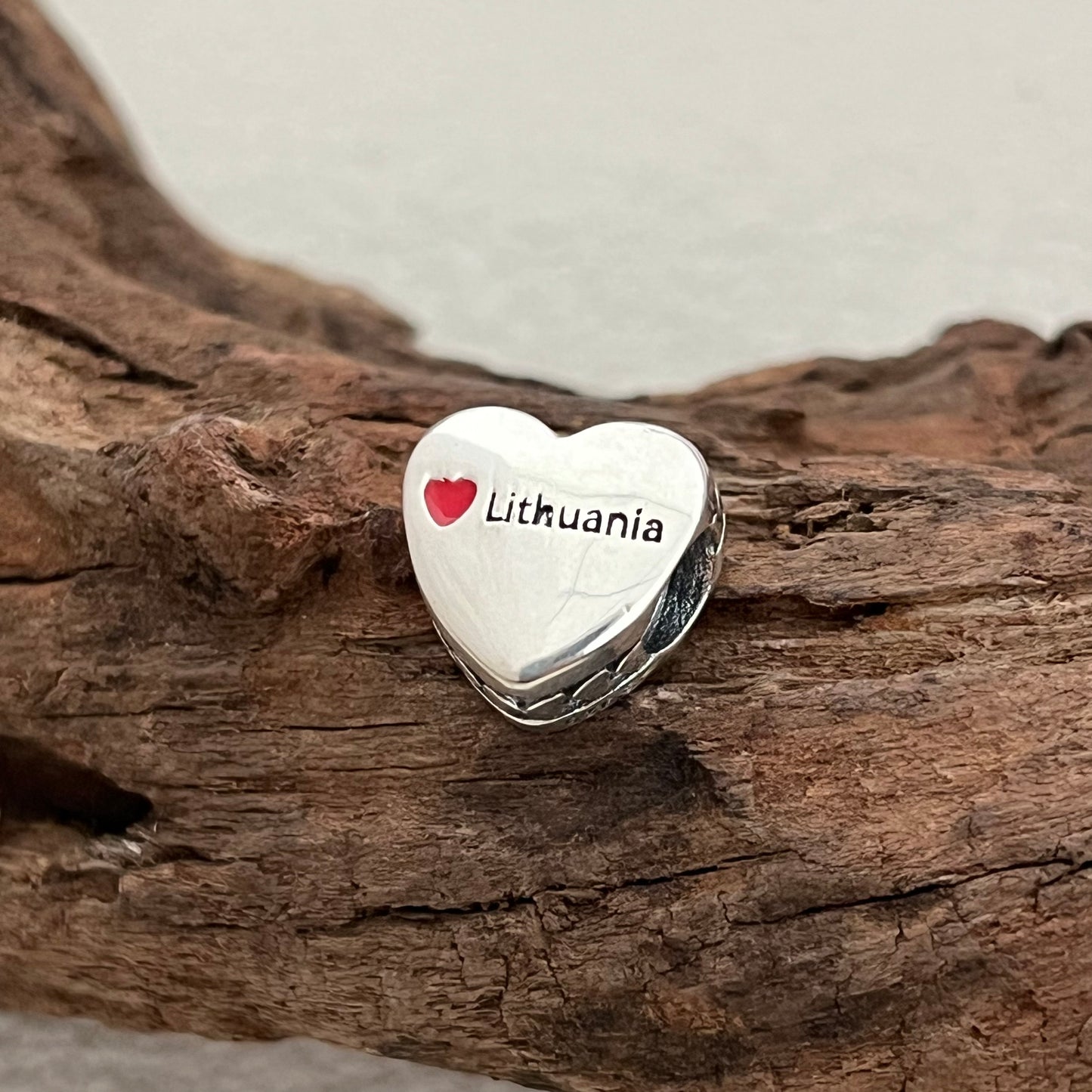 Lithuania Flag Exclusive Heart Bead Charm for Pandora Bracelet