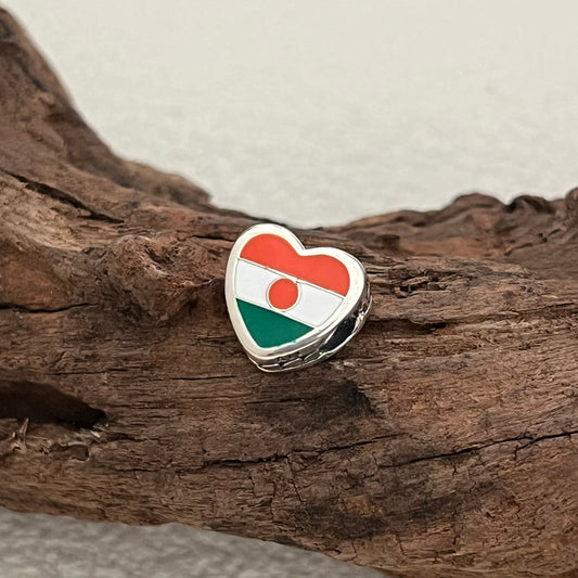Niger Flag Exclusive Heart Bead Charm for Pandora Bracelet