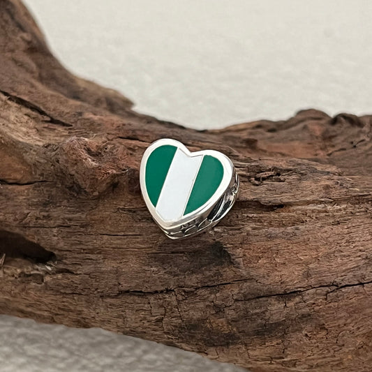Nigeria Flag Exclusive Heart Bead Charm for Pandora Bracelet