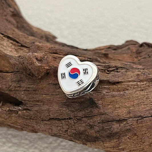 KOREA Flag Exclusive Heart Bead Charm for Pandora Bracelet